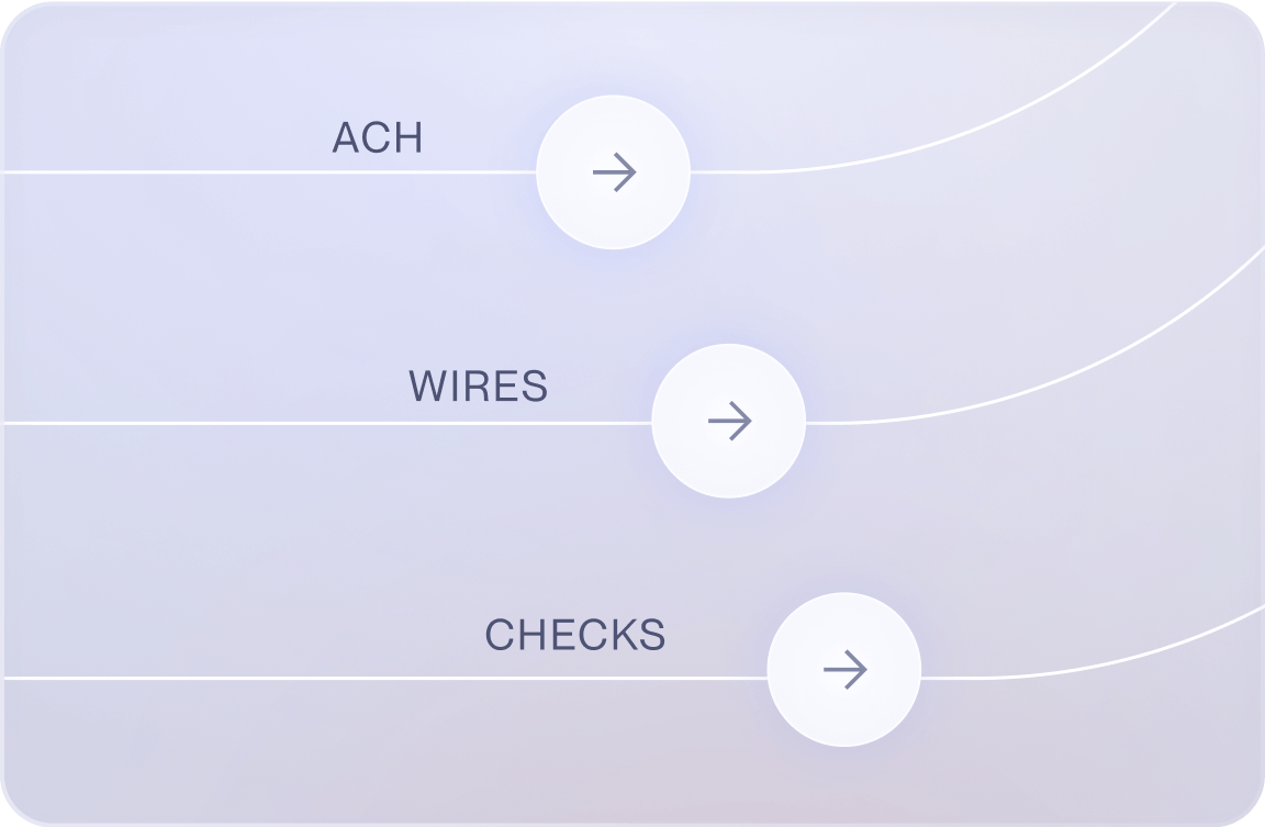 ACH, wire, and check payment options
