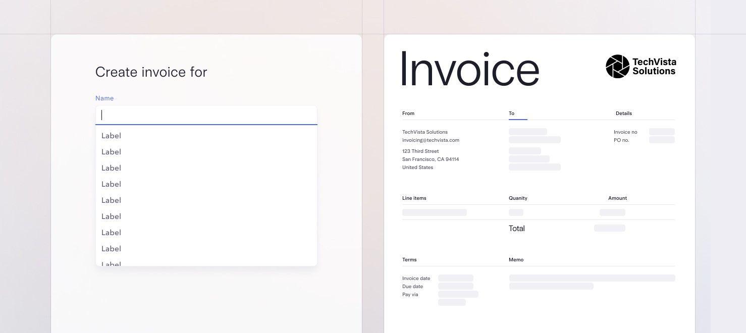 Graphic showing how to build an invoice in Mercury Invoicing