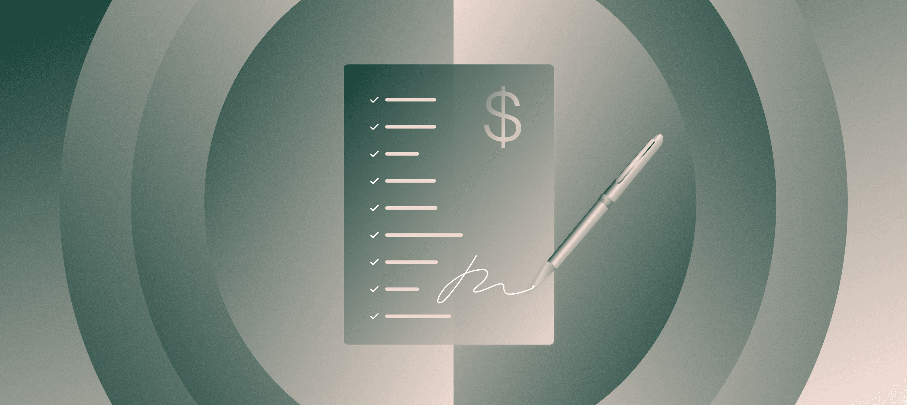 Graphic illustration of financial document with list of revenues and a pen signing | Understanding the revenue recognition principle | Mercury