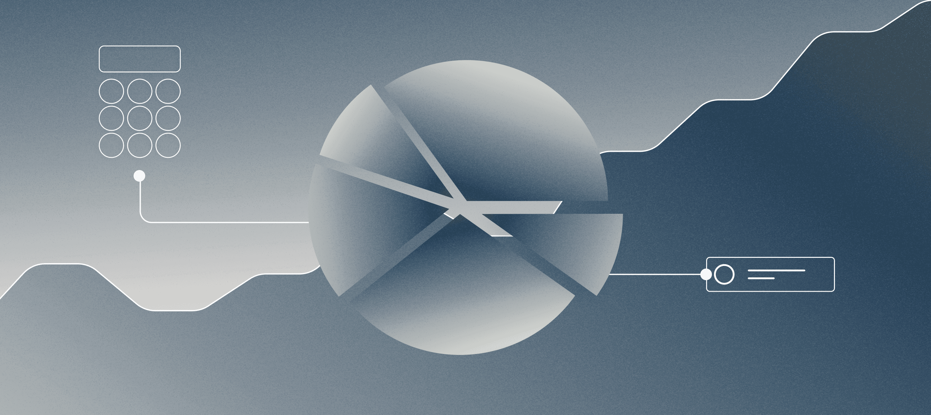 Graphic illustration of pie chart with calculator and product order preview | Increasing average order value | Mercury