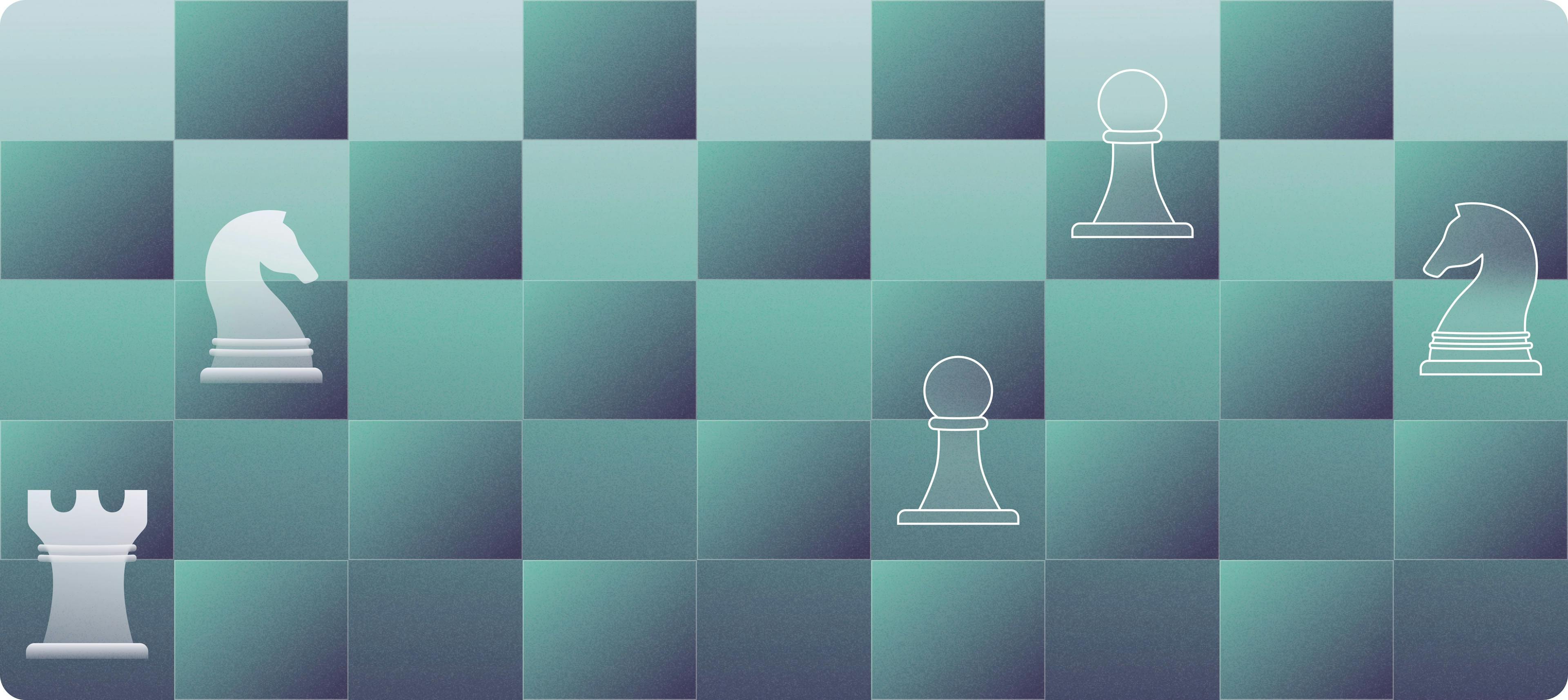 How to create a go-to-market strategy for your startup | digital illustration of chessboard with pieces on a green board | Mercury