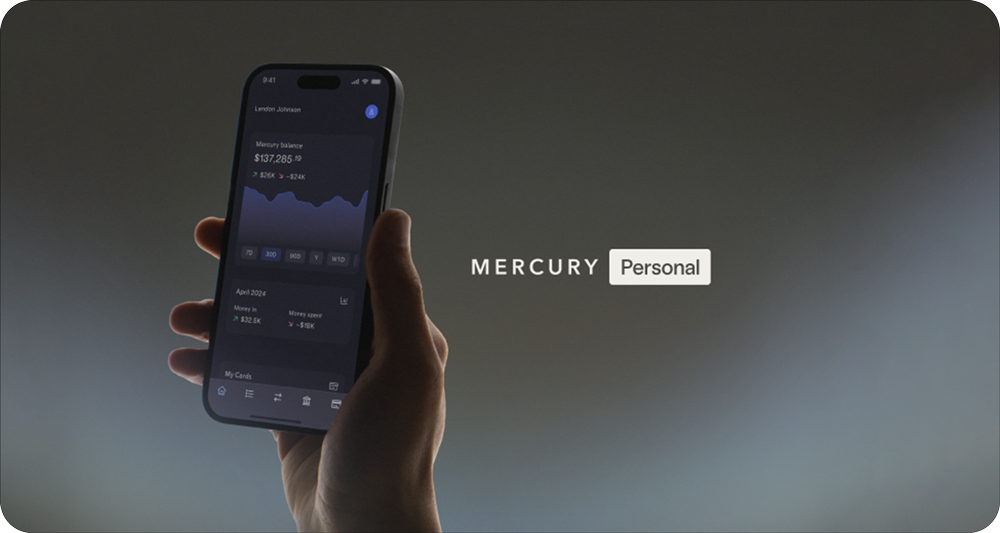 Dashboard for Mercury Personal banking