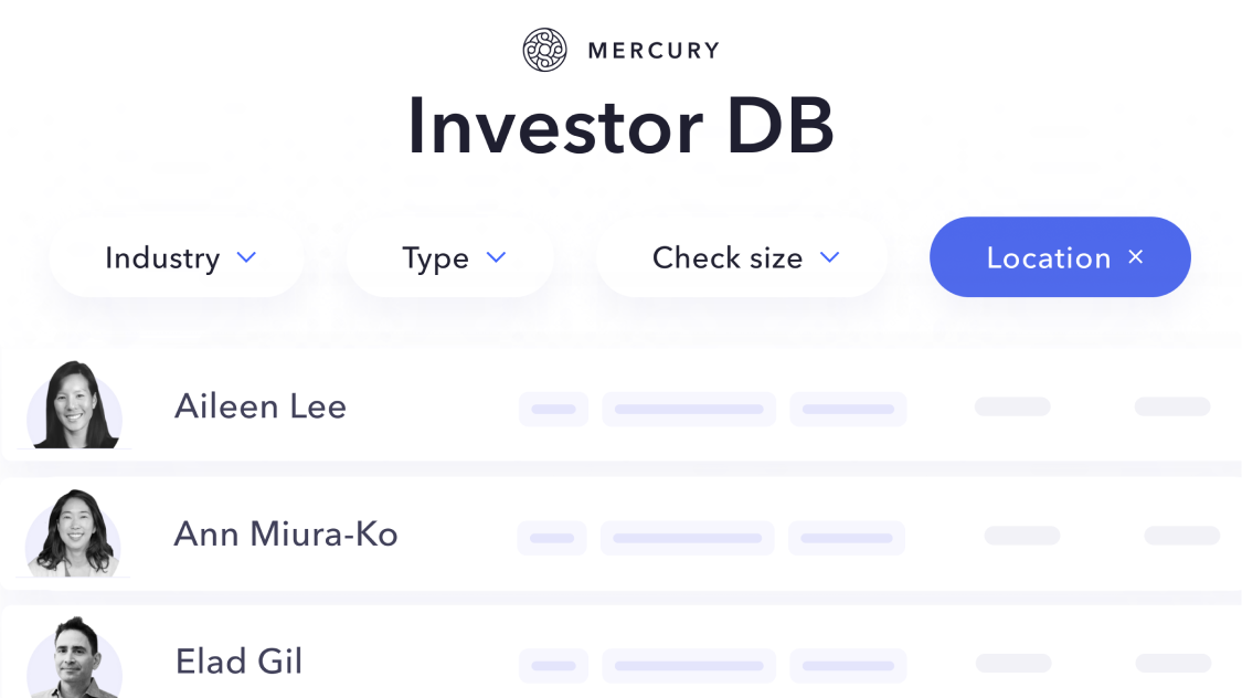 Image of Mercury's Investor Database listings